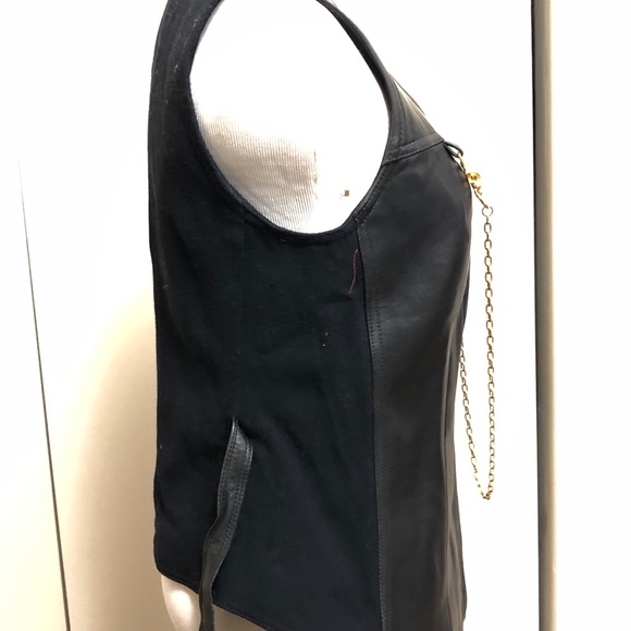 Vintage leather chain zipper rams head vest size 4 - Picture 5 of 8